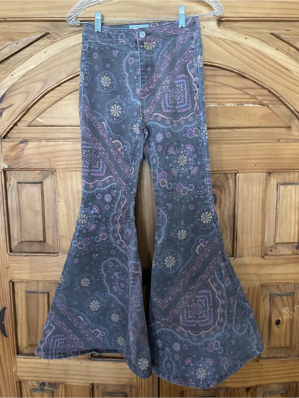 FP We The Free Stretch Cotton Paisley Bell Bottoms 25